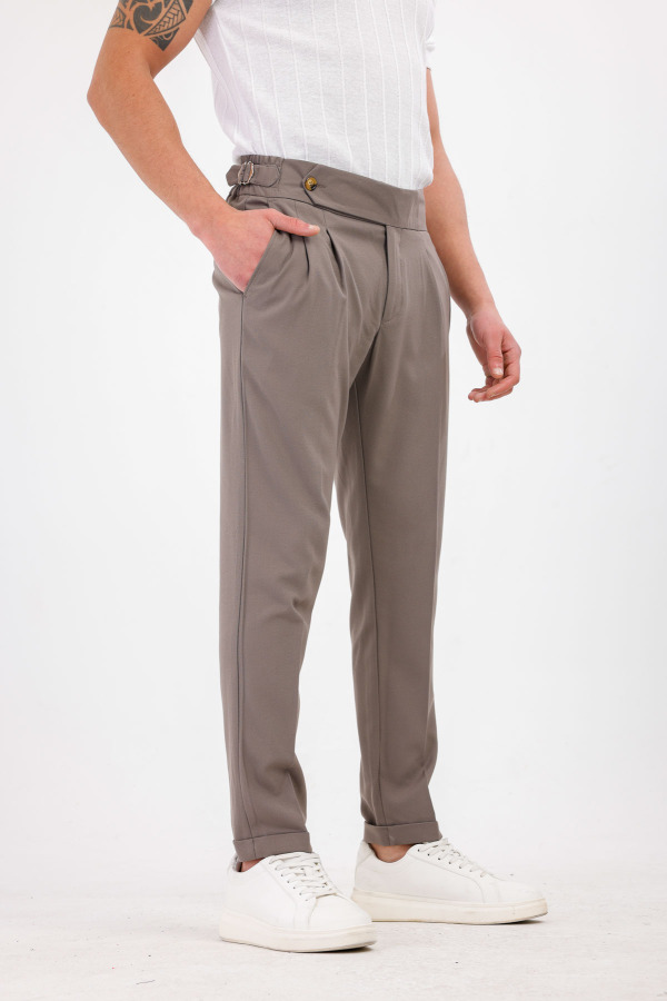 STELLAE Pileli Kumaş Pantolon - Gri - Decas (1)