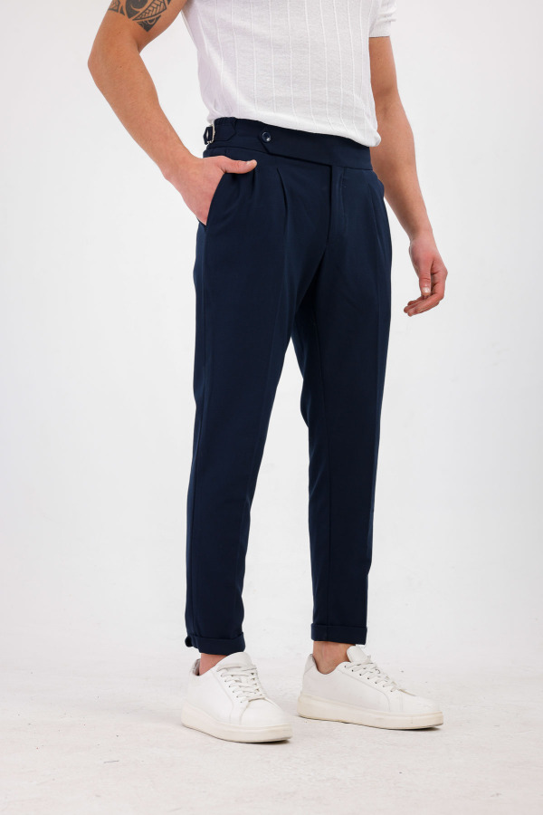 STELLAE Pileli Kumaş Pantolon - Lacivert - Decas (1)