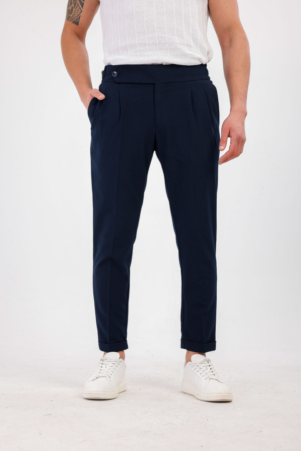 STELLAE Pileli Kumaş Pantolon - Lacivert - Decas