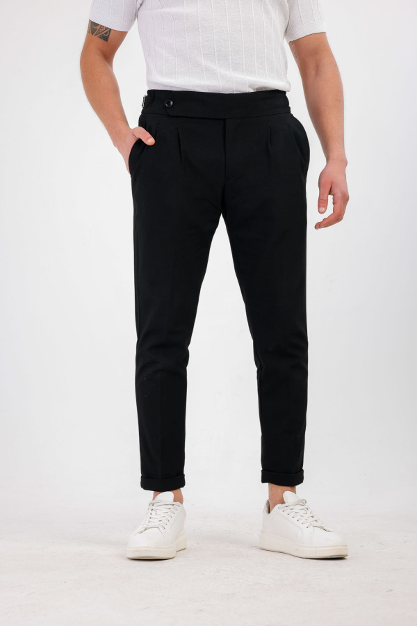 STELLAE Pileli Kumaş Pantolon - Siyah - Decas