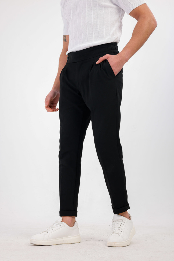 STELLAE Pileli Kumaş Pantolon - Siyah - Decas (1)