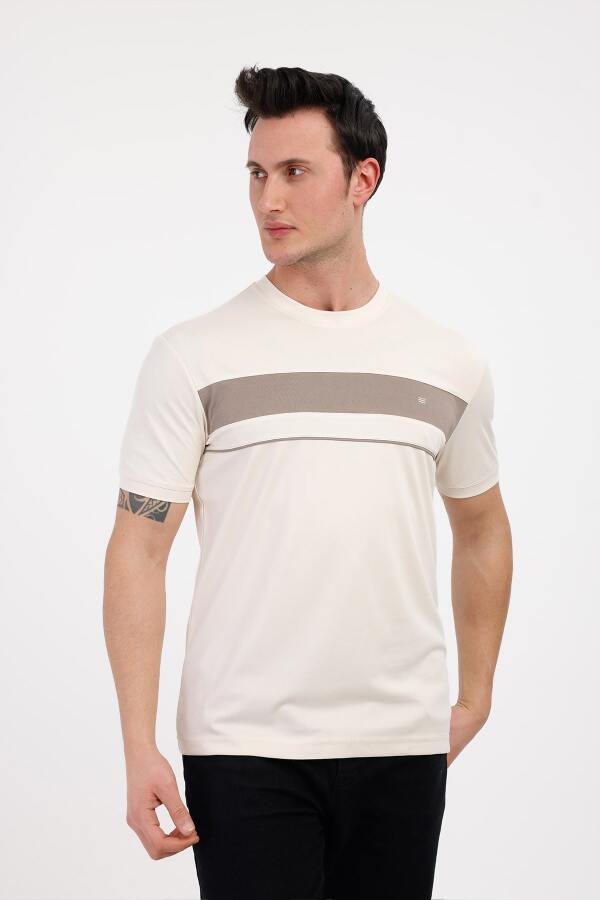 SUNSET Bisiklet Yaka Pamuklu Tişört - Bej - Decas