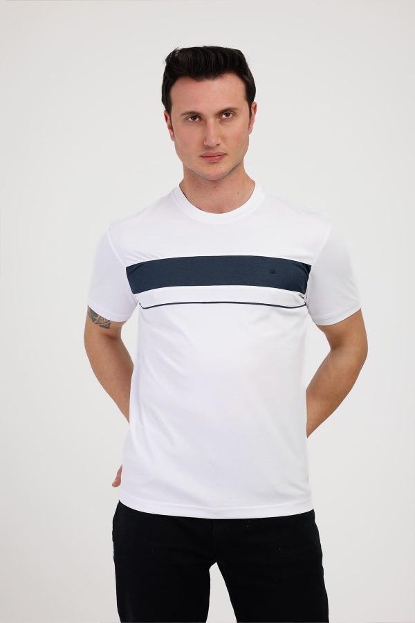 SUNSET Bisiklet Yaka Pamuklu Tişört - Beyaz - Decas