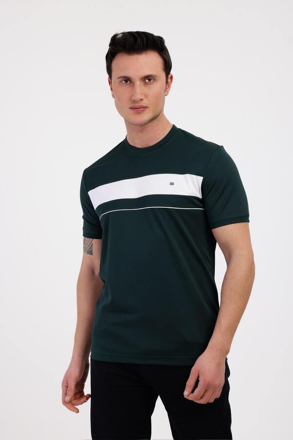 SUNSET Bisiklet Yaka Pamuklu Tişört - Yeşil - Decas