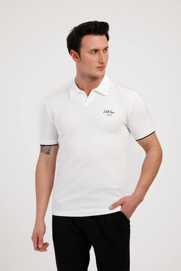 TARZ Polo Yaka Pamuklu Tişört - Beyaz - Decas