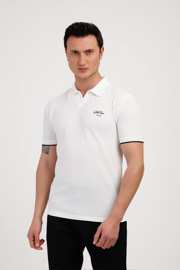 TARZ Polo Yaka Pamuklu Tişört - Beyaz - Decas (1)