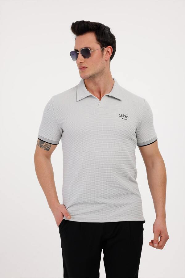 TARZ Polo Yaka Pamuklu Tişört - Gri - Decas