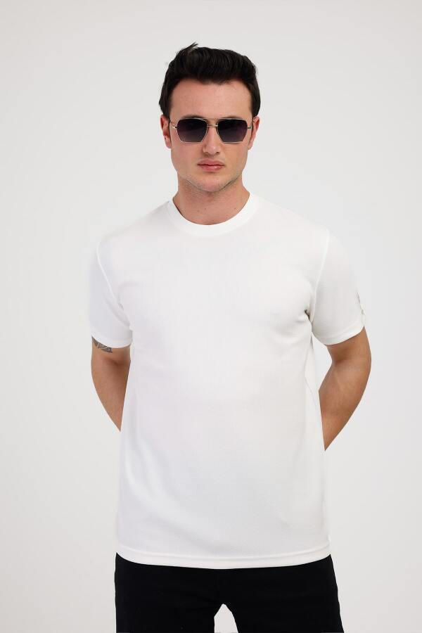 TARZ&COOL Bisiklet Yaka Pamuklu Tişört - Beyaz - Decas