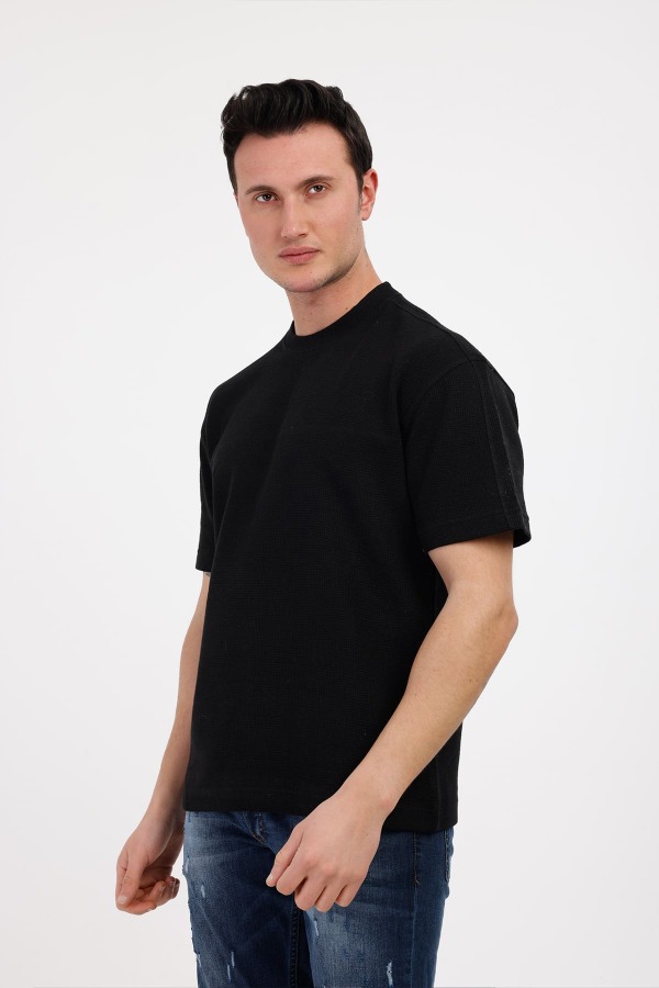 TARZ&COOL Bisiklet Yaka Pamuklu Tişört - Siyah - Decas (1)