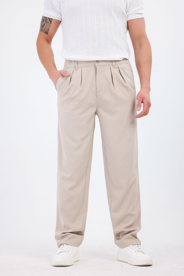 TEMPORA Pileli Kumaş Pantolon - Bej - Decas