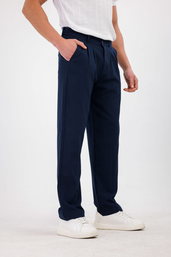 TEMPORA Pileli Kumaş Pantolon - Lacivert - Decas (1)