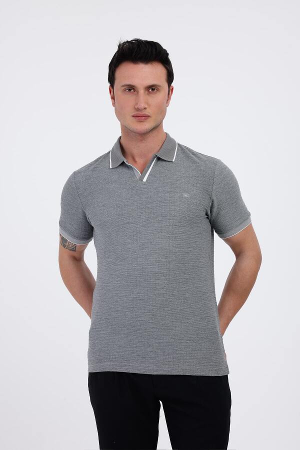 TEMPUS Polo Yaka Pamuklu Tişört - Gri - Decas (1)