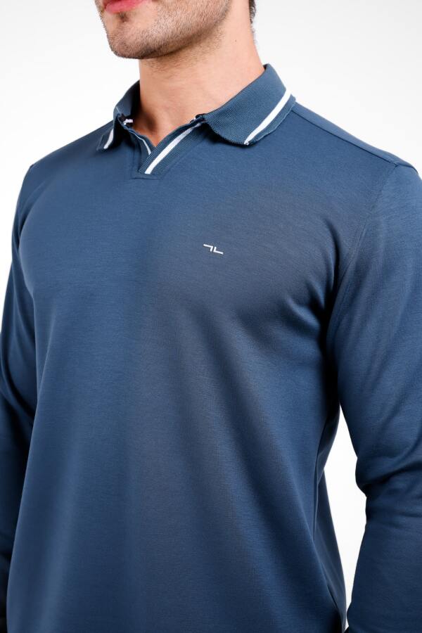 TEPİ Polo Yaka Uzun Kol Kazak - Mavi - Decas (1)