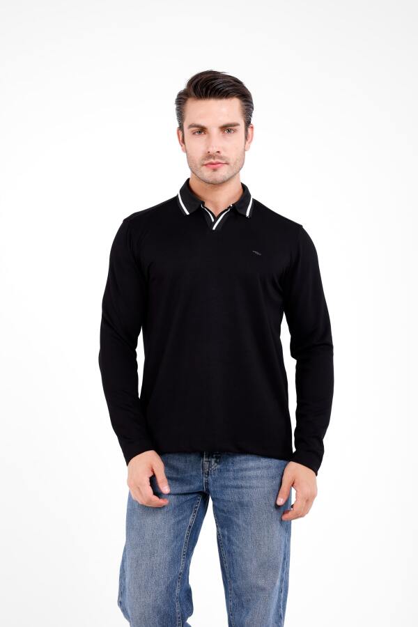 TEPİ Polo Yaka Uzun Kol Kazak - Siyah - Decas