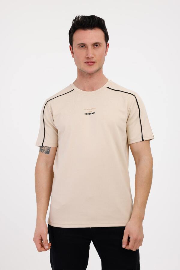 THE WAY Bisiklet Yaka Pamuklu Tişört - Bej - Decas