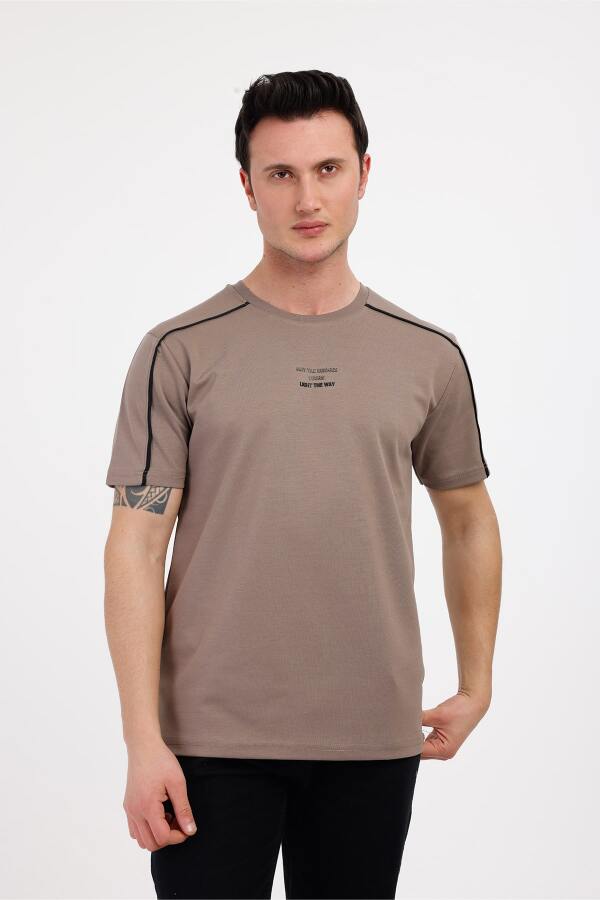 THE WAY Bisiklet Yaka Pamuklu Tişört - Kahverengi - Decas