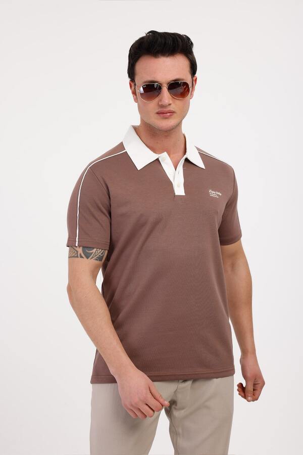 TRENDY Polo Yaka Pamuklu Tişört - Kahverengi - Decas (1)