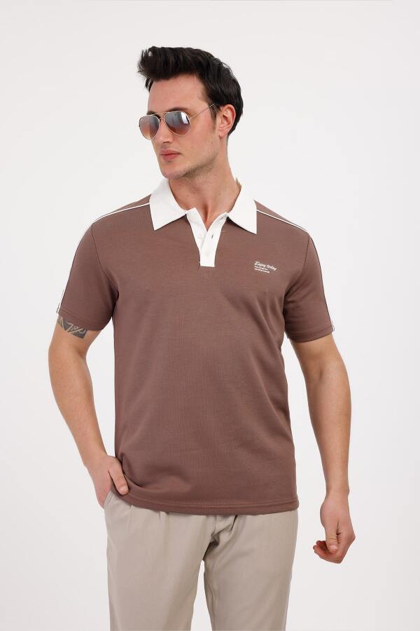 TRENDY Polo Yaka Pamuklu Tişört - Kahverengi - Decas