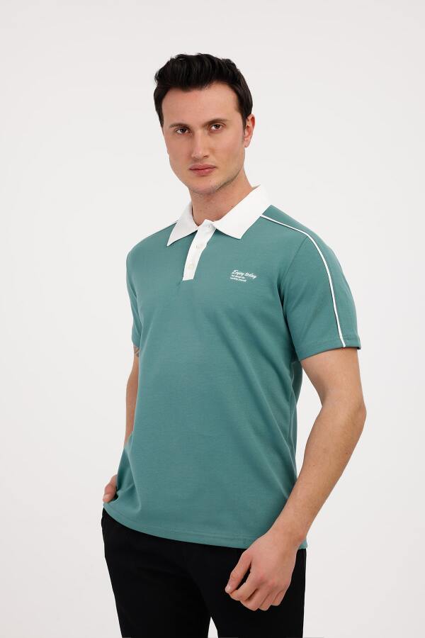 TRENDY Polo Yaka Pamuklu Tişört - Yeşil - Decas (1)