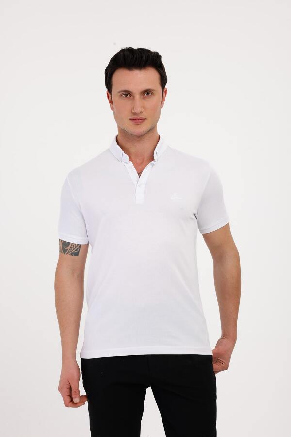 TROPICA Polo Yaka Pamuklu Tişört - Beyaz - Decas