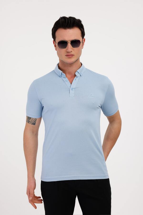 TROPICA Polo Yaka Pamuklu Tişört - Mavi - Decas