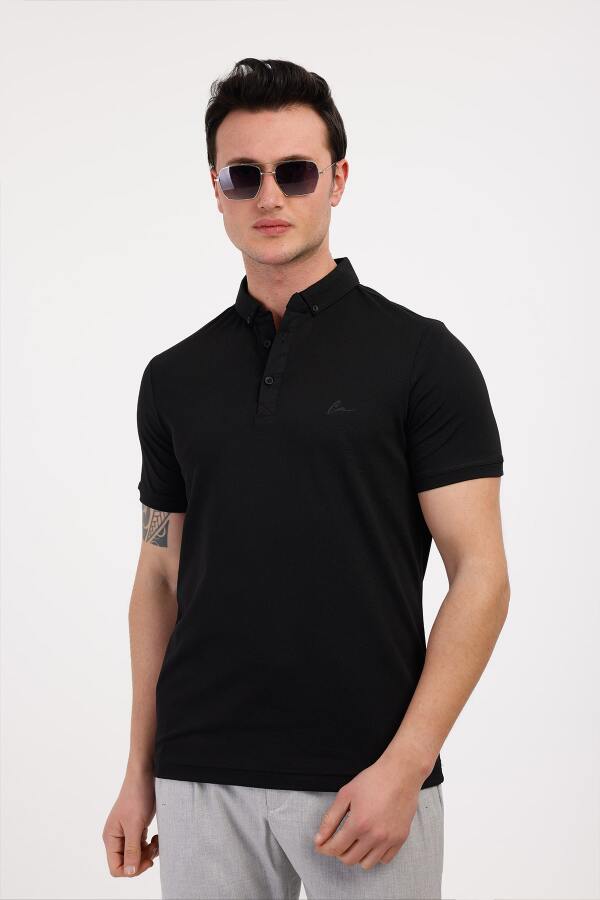 TROPICA Polo Yaka Pamuklu Tişört - Siyah - Decas