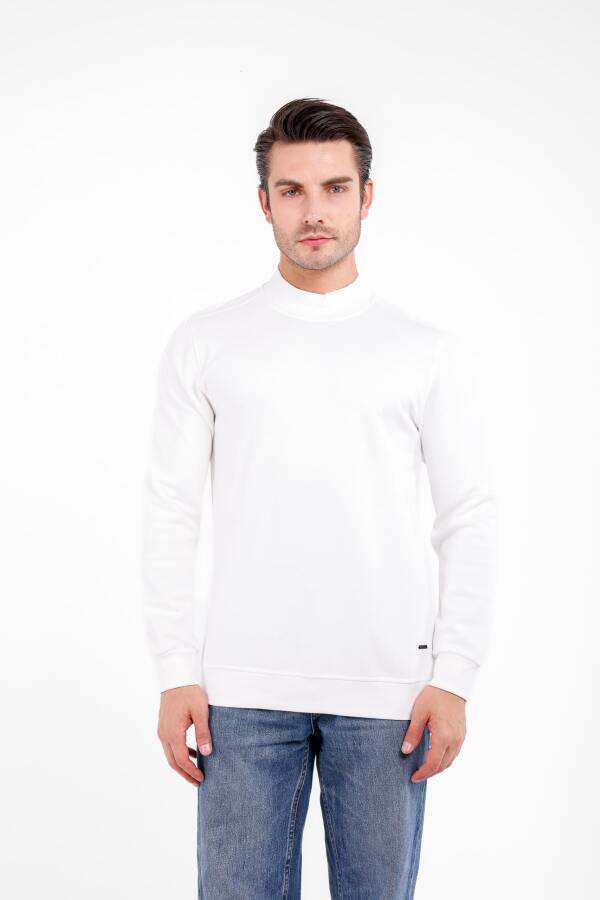 VELATUS Yarım Balıkçıl Kazak - Beyaz - Decas