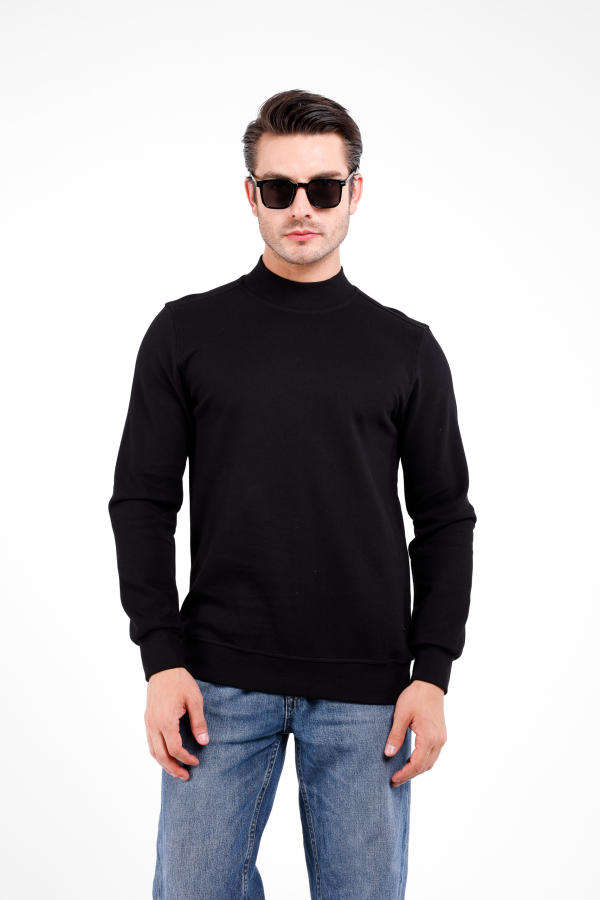 VELATUS Yarım Balıkçıl Kazak - Siyah - Decas