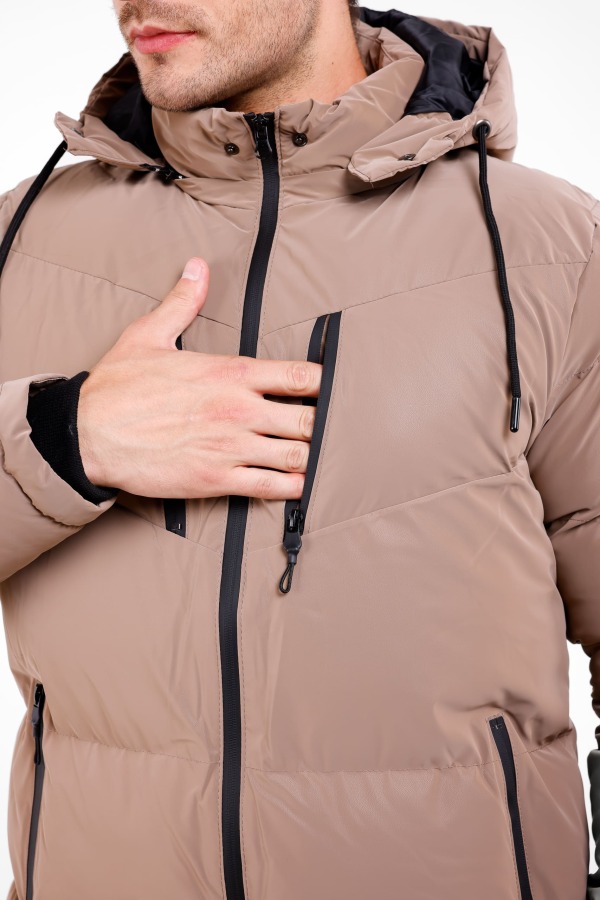 Via İçi Astarlı Su Ve Yağmur Geçirmez Mont - Taba - Decas (1)