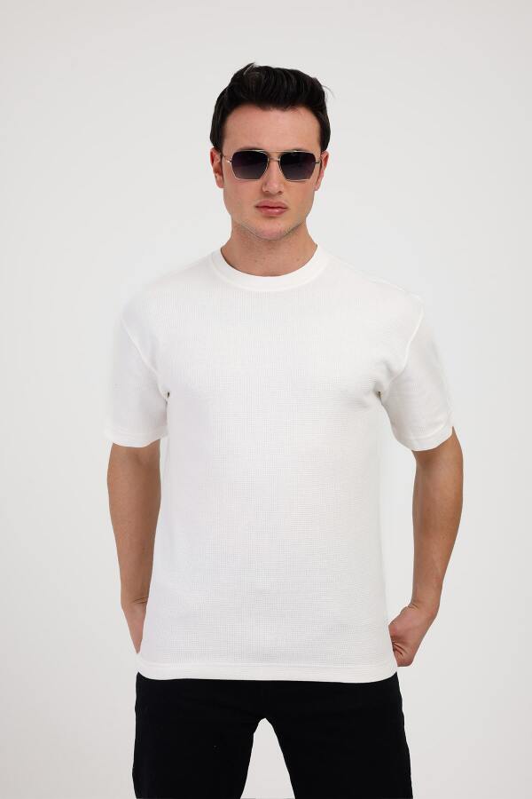 VIGOR Bisiklet Yaka Pamuklu Tişört - Beyaz - Decas