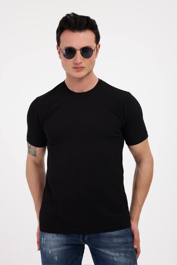 VIGOR Bisiklet Yaka Pamuklu Tişört - Siyah - Decas