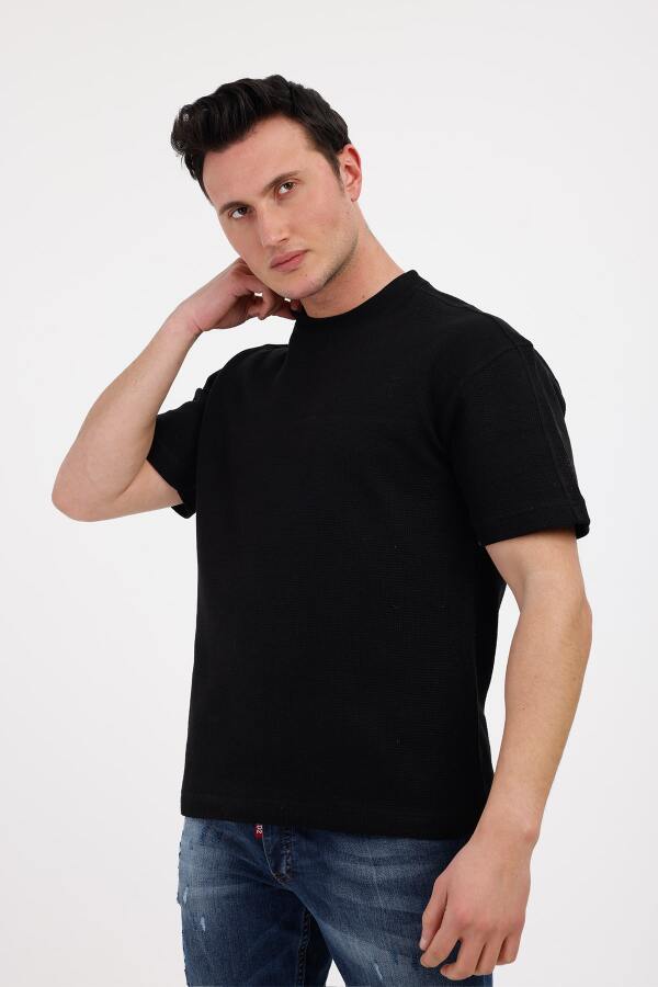 VIGOR Bisiklet Yaka Pamuklu Tişört - Siyah - Decas (1)