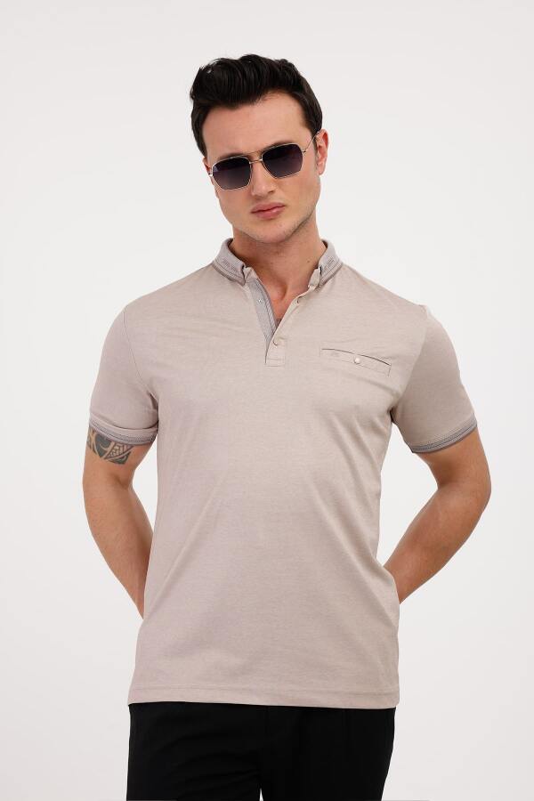 VOLARE Polo Yaka Pamuklu Tişört - Bej - Decas