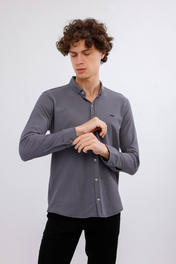 VORTEX Uzun Kollu Gömlek - Antrasit - Decas